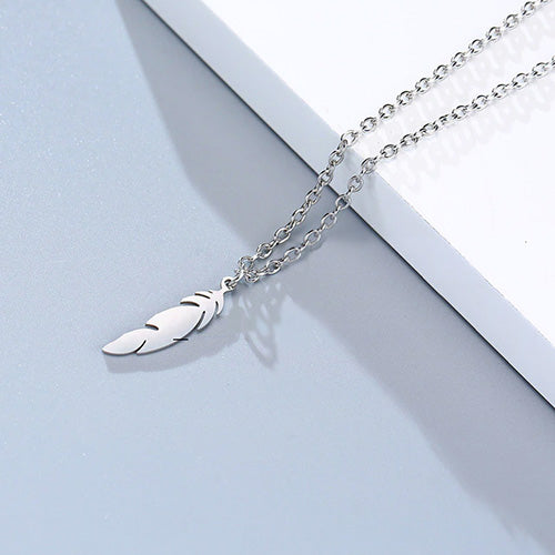 Mens Silver Feather Necklace: 60cm Long Necklace  Part of the Men's Silver Jewellery Collection, this light grey silver feather necklace is a gorgeous addition to any jewellery collection. Pair this feather piece with more from the silver stainless steel line!