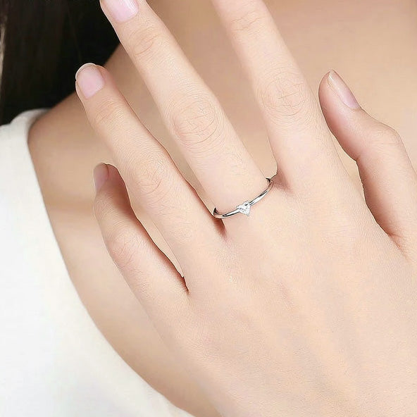 Silver Heart Crystal Ring - Made from Sterling Silver