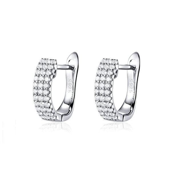 Pave Crystal Loop - Small Sparkling Sterling Silver Earrings