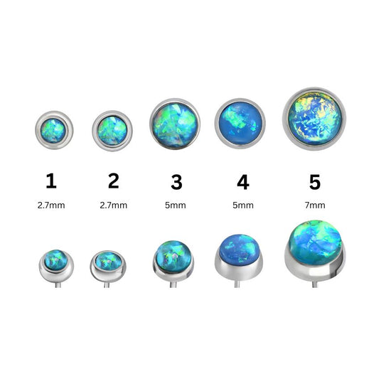 Imitation Opal Earrings, Blue Steel Studs