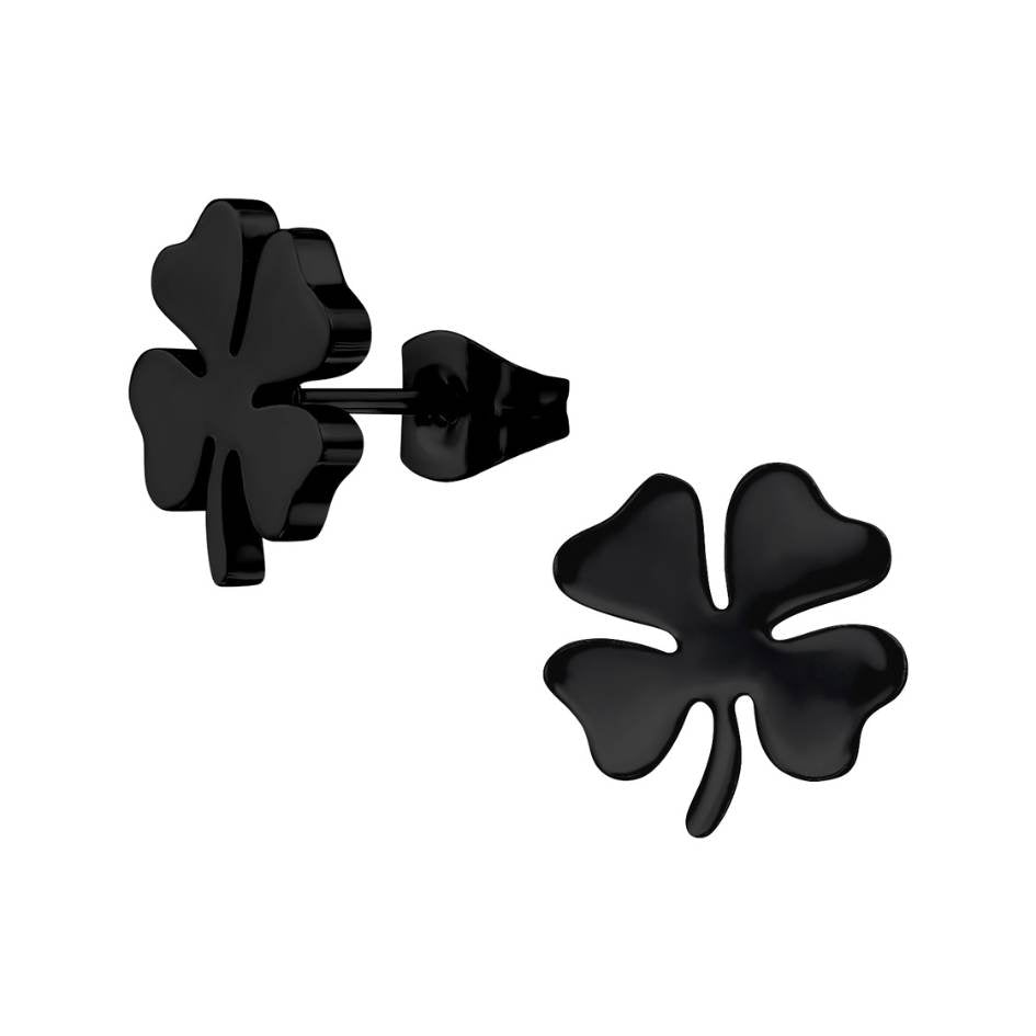 Four Leaf Clover Earrings | black, gold, silver, rose gold - Stainless Steel