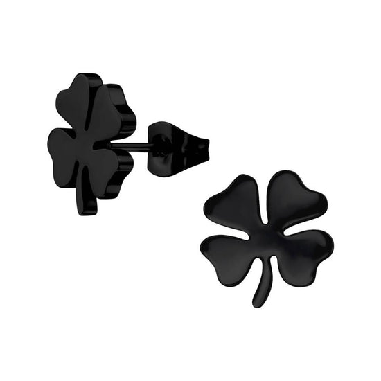 Four Leaf Clover Earrings | black, gold, silver, rose gold - Stainless Steel
