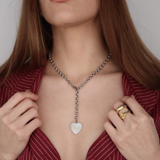 Silver Statement Heart Necklace (stainless steel)