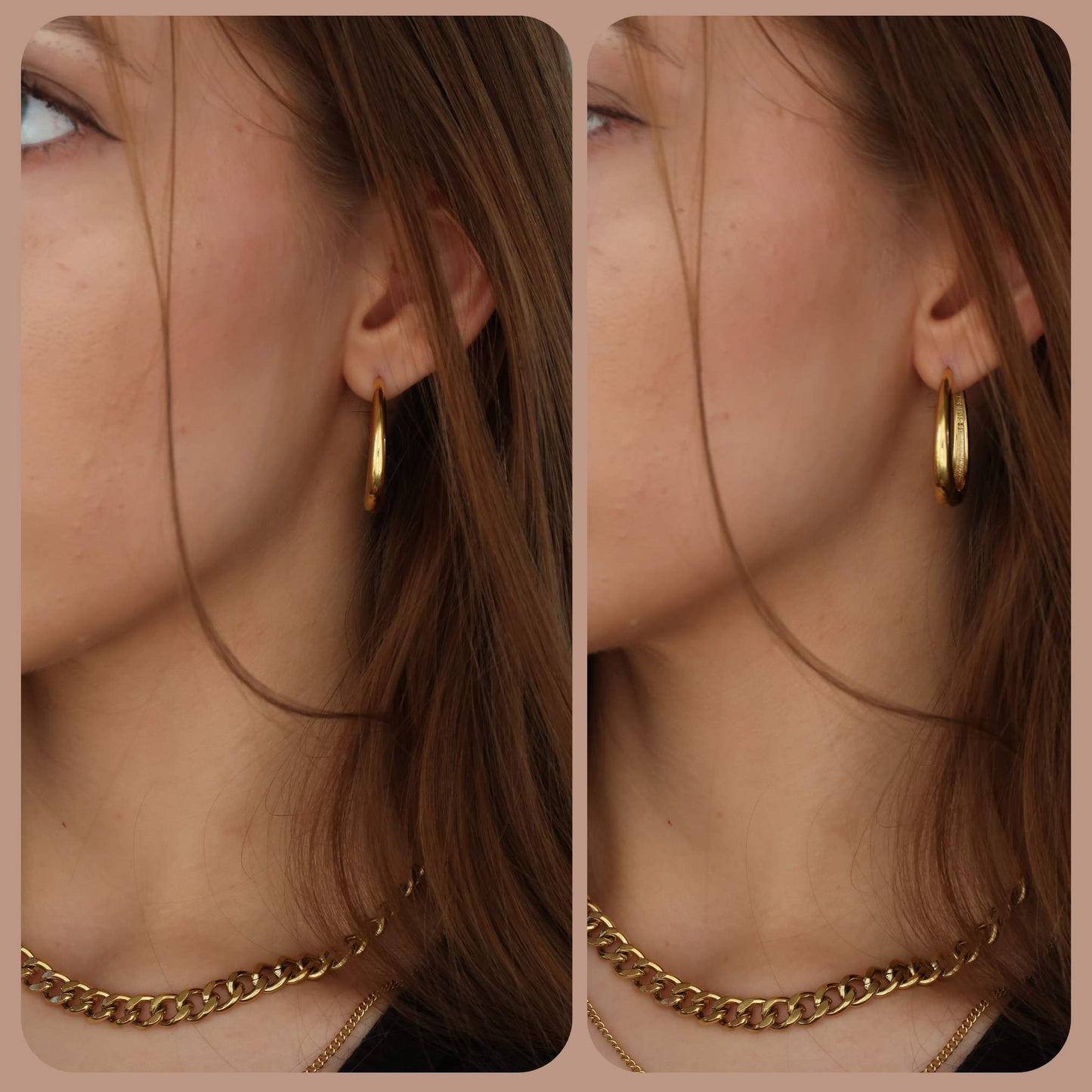 GOLD Teardrop Hoops - Geometric Oval Earrings (Copper)