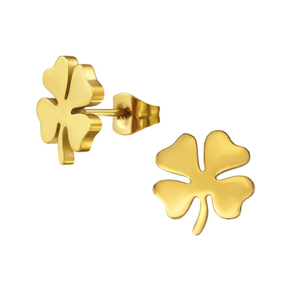 Four Leaf Clover Earrings | black, gold, silver, rose gold - Stainless Steel