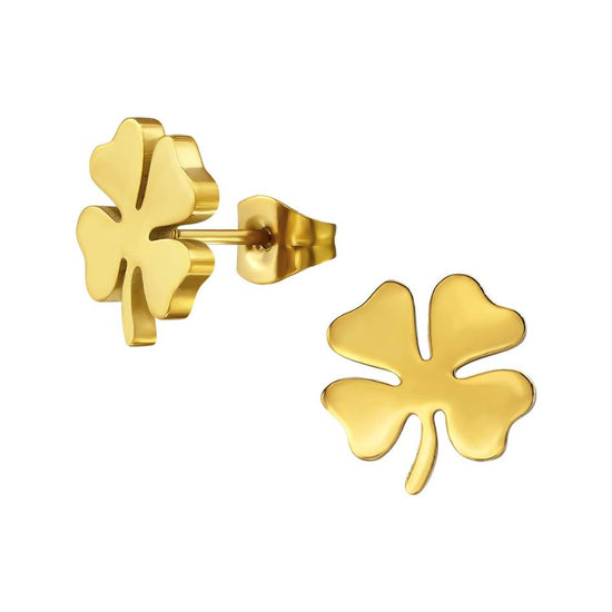 Four Leaf Clover Earrings | black, gold, silver, rose gold - Stainless Steel