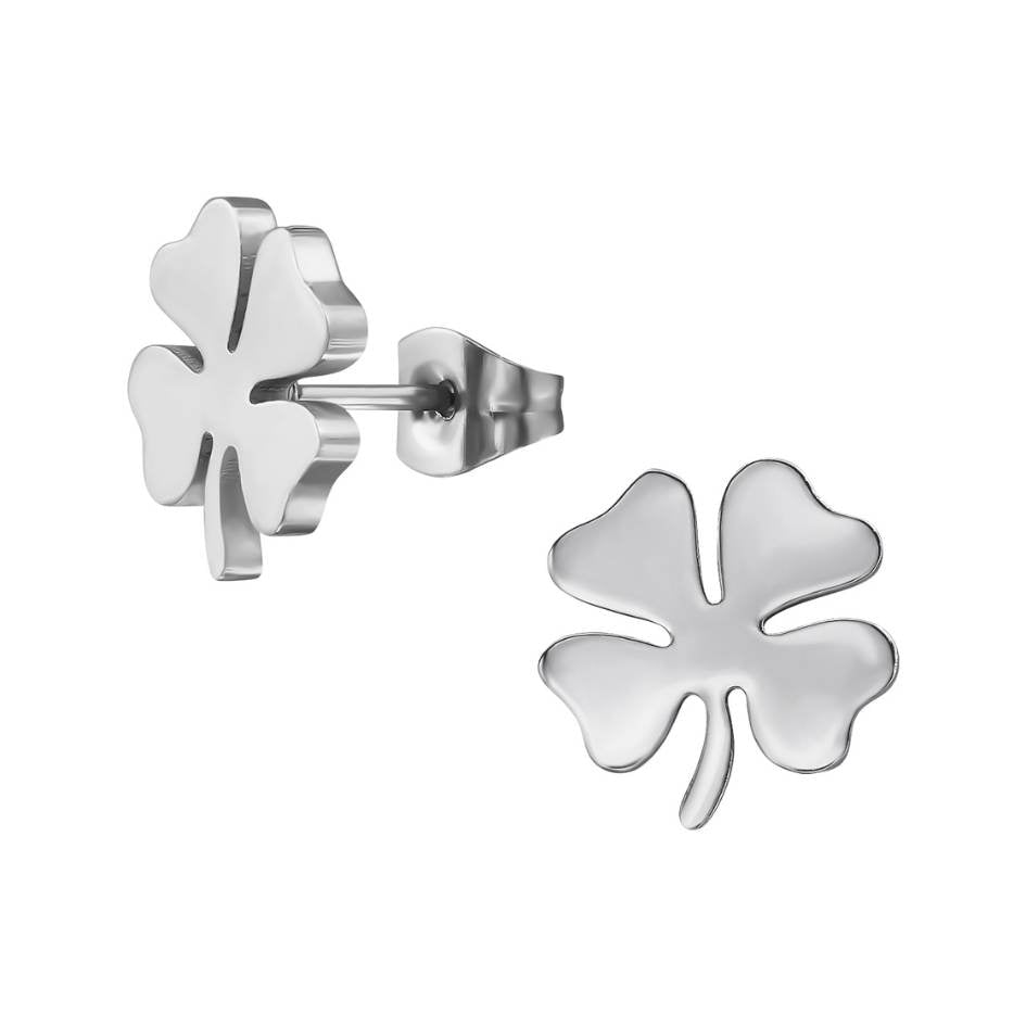 Four Leaf Clover Earrings | black, gold, silver, rose gold - Stainless Steel