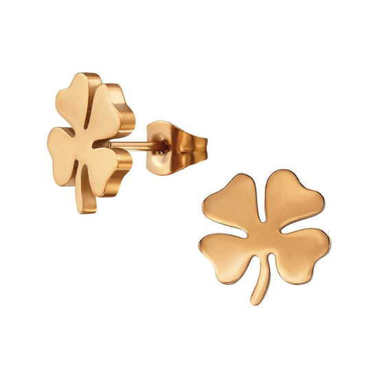 Four Leaf Clover Earrings | black, gold, silver, rose gold - Stainless Steel