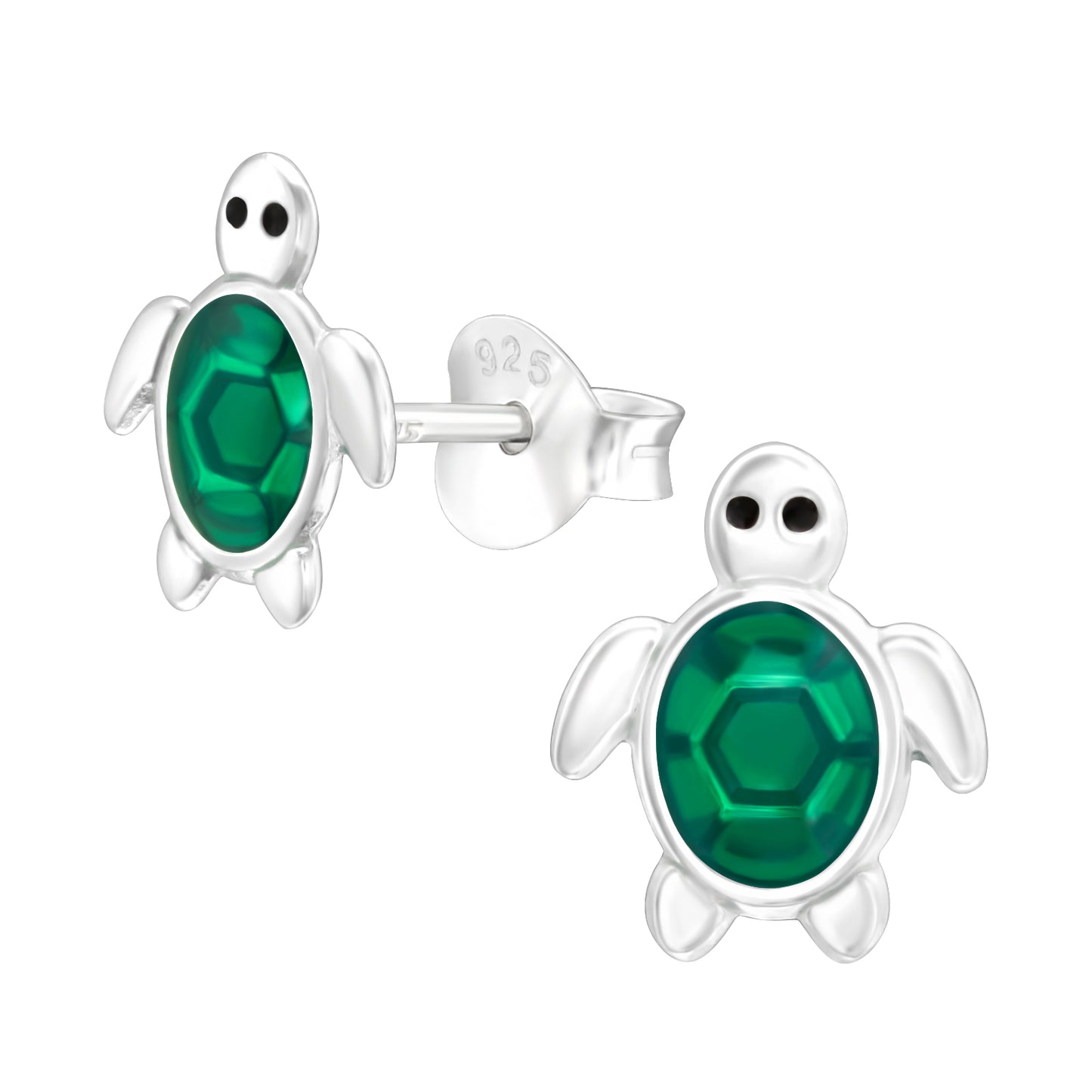Turtle Studs, Green Shell Ocean Animal Earrings