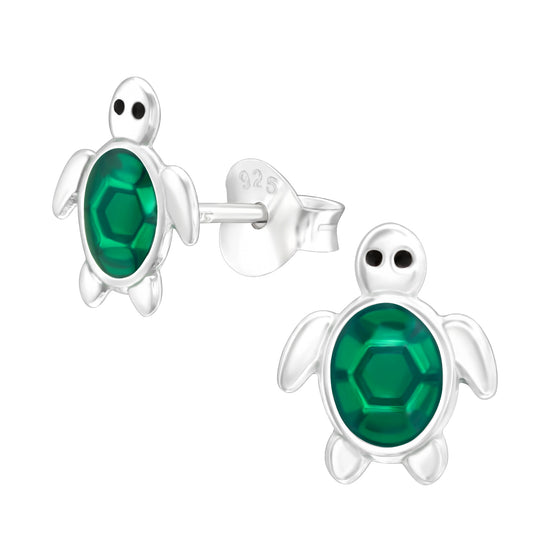 Turtle Studs, Green Shell Ocean Animal Earrings