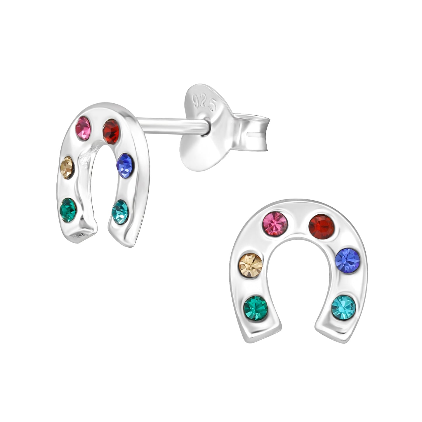 Girls Horse Earrings, Horse Shoe Studs in Sterling Silver