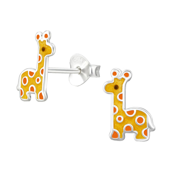 Yellow Giraffe Earrings on a white background