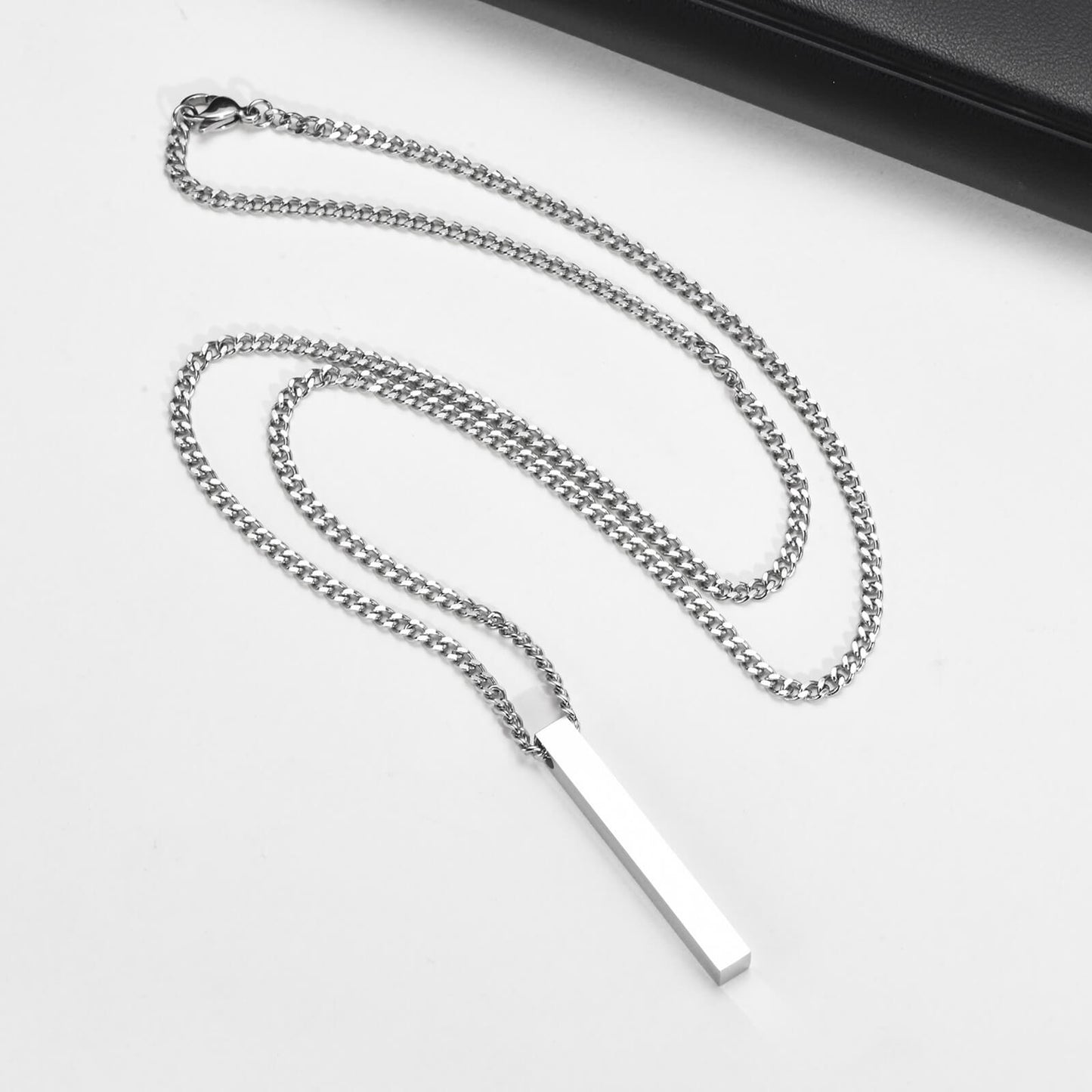 Men's Pendant Necklace with 3D Rectangle Bar&nbsp;