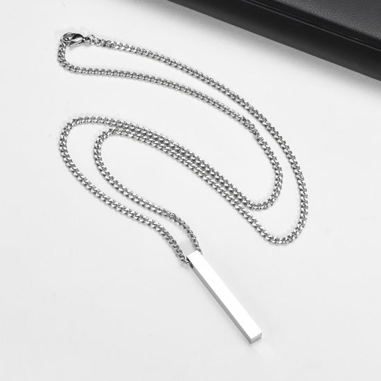 Men's Pendant Necklace with 3D Rectangle Bar&nbsp;