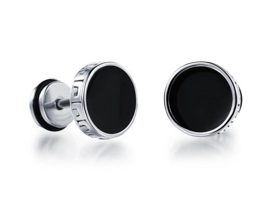 Men's Silver Earrings, Aztec Jewellery, Screw Back Studs
