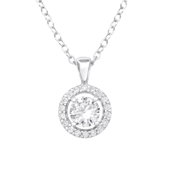 The Halo Crystal Necklace, Silver Plated Sterling Silver Jewellery