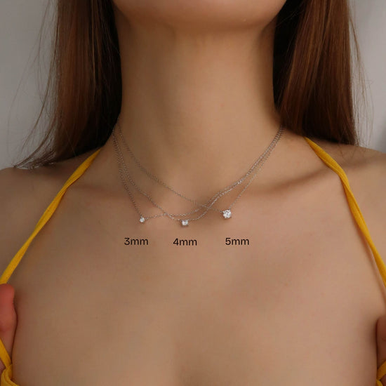 Dainty Crystal Necklace - Feminine Sparkling 925 Sterling Silver