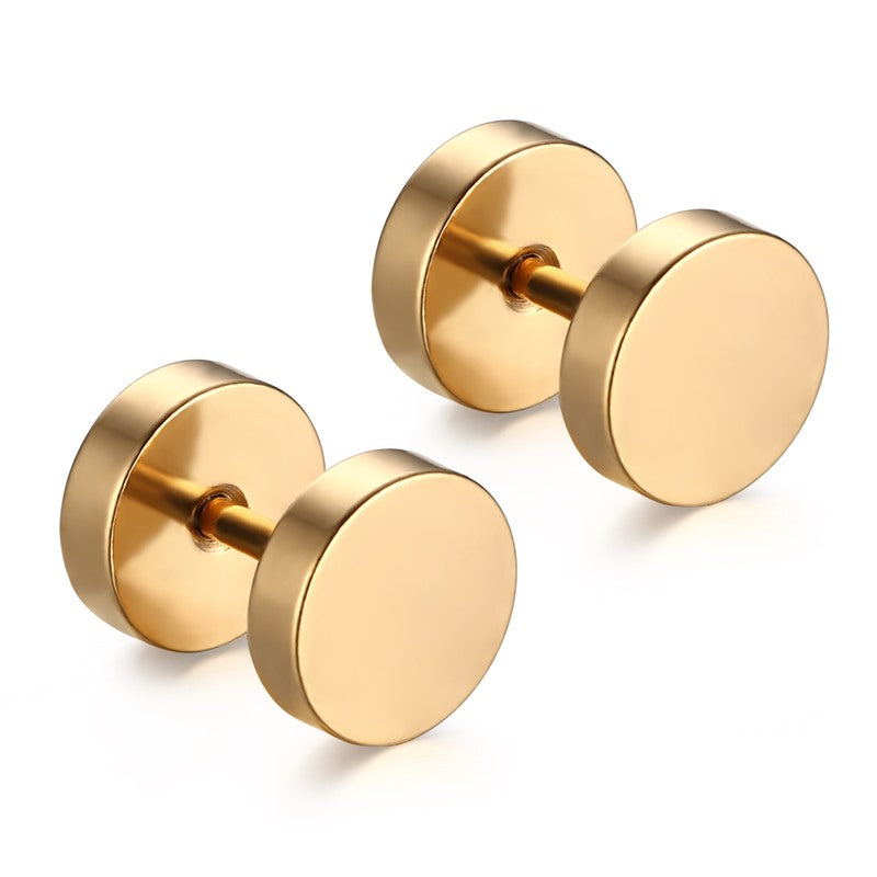 Mens Screw Back Plug Earrings, in blue silver gold black
