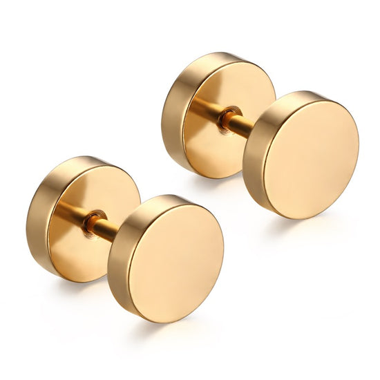 Mens Screw Back Plug Earrings, in blue silver gold black