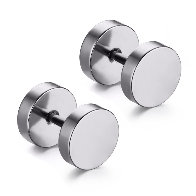 Mens Screw Back Plug Earrings, in blue silver gold black