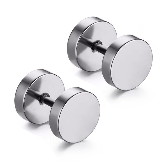 Mens Screw Back Plug Earrings, in blue silver gold black