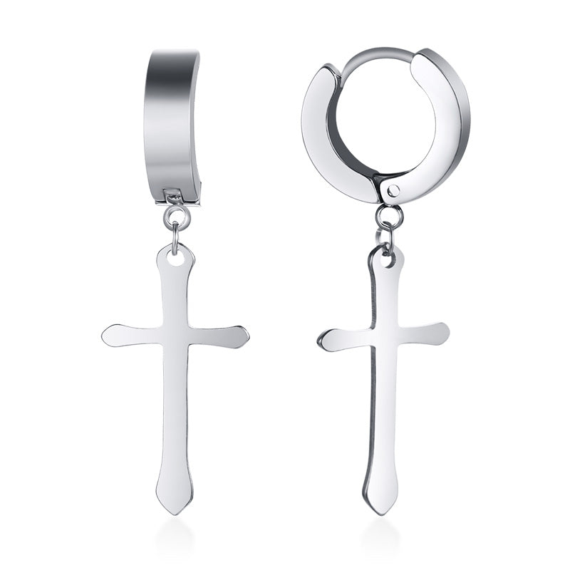 HANGING CROSS EARRINGS Gold Silver Black