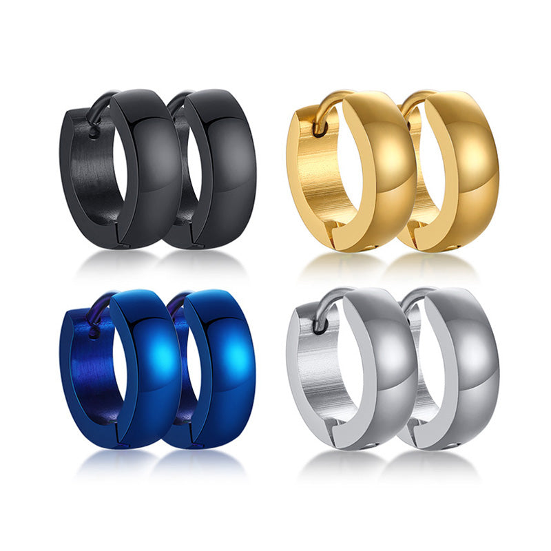SMALL HUGGIE HOOPS: Mens Stainless Steel Earrings