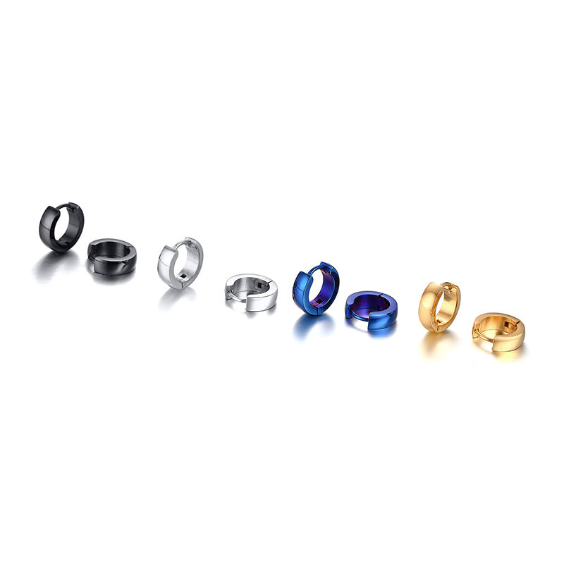 SMALL HUGGIE HOOPS: Mens Stainless Steel Earrings
