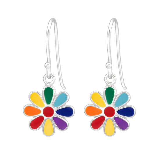 MULTI COLOUR FLOWER - Colourful Drop Earrings