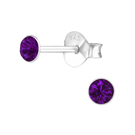 3MM STUDS (10 shades) - 925 Sterling Silver Earrings