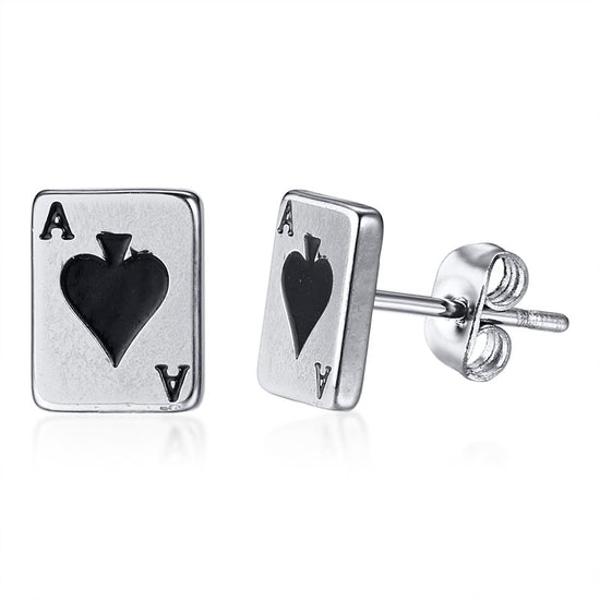 Card Earrings, Stainless Steel Studs