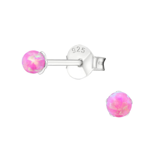 IRIDESCENT OPAL STUDS - Colour Shifting Sterling Silver Earrings (synthetic opal)