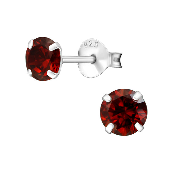 5mm Round Cubic Zirconia Studs (blue, red, yellow)