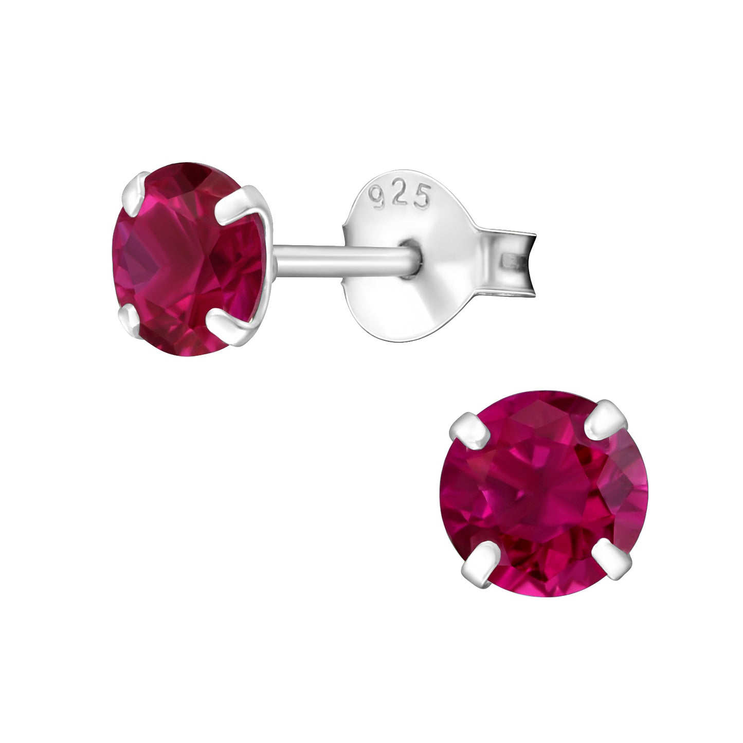 5mm Round Cubic Zirconia Studs (blue, red, yellow)