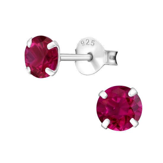 5mm Round Cubic Zirconia Studs (blue, red, yellow)