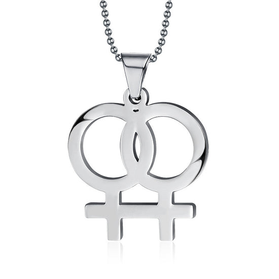 LGBTQ+ SILVER NECKLACE - Womens Pride Lesbian Pendant