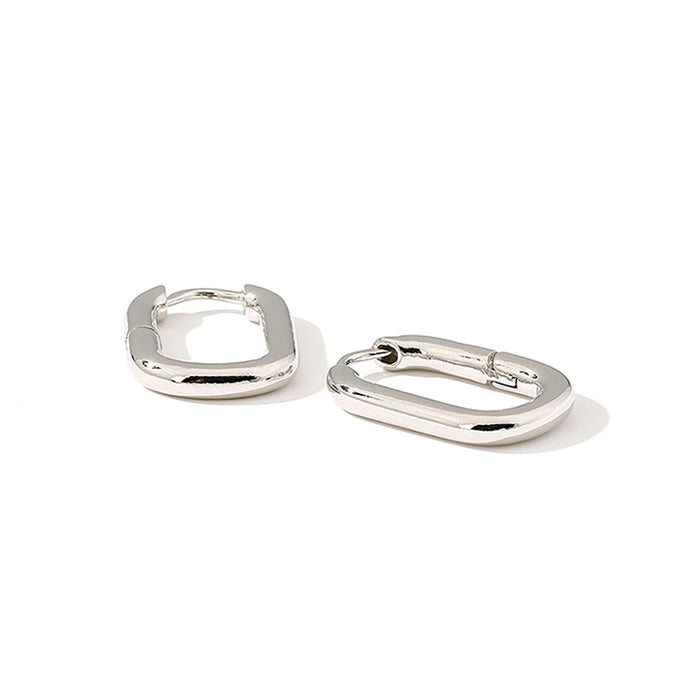 "O SHAPE GLEAM" - Gold or Silver Rectangle Hoop Earrings (Copper)