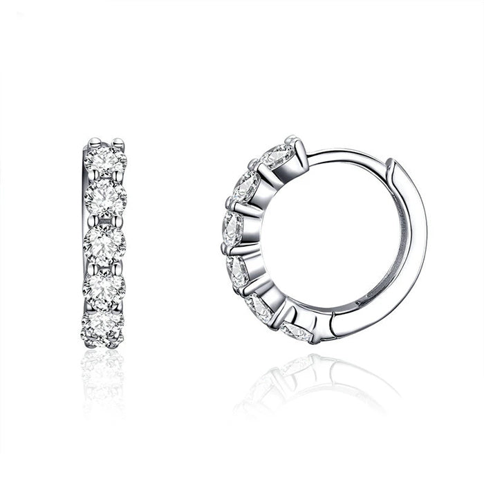 Small Sparkle Crystal Huggies - Women's Sterling Silver Earrings