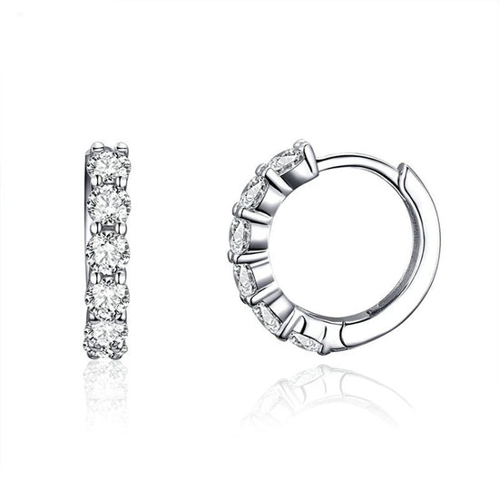 Small Sparkle Crystal Huggies - Women's Sterling Silver Earrings